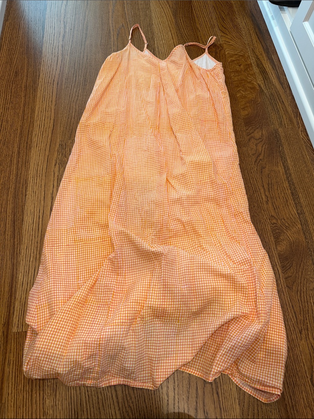 Lightweight Orange Gingham Slip Dress